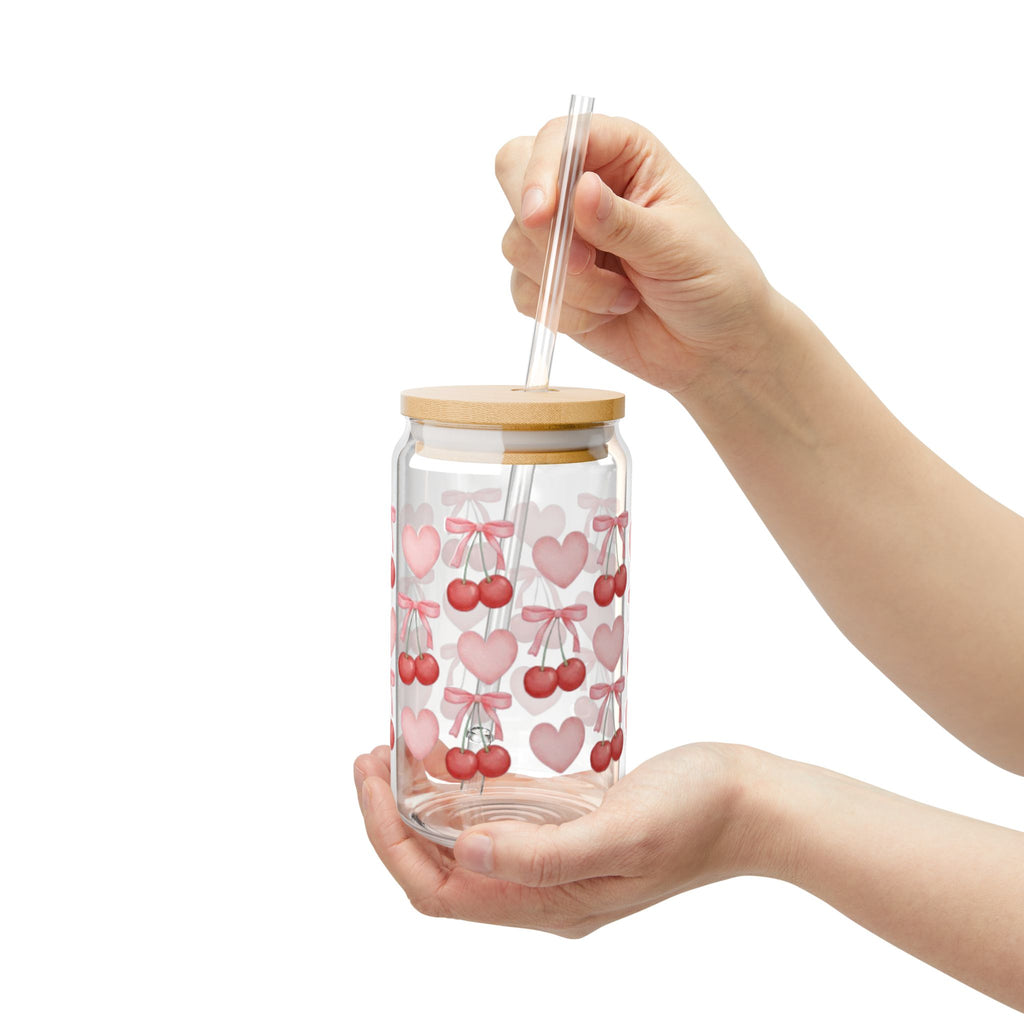 Cherry love 16oz sipper glass