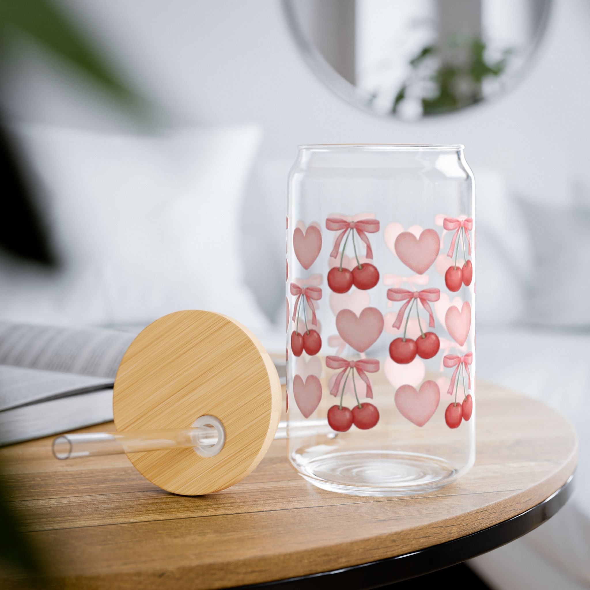 Cherry love 16oz sipper glass