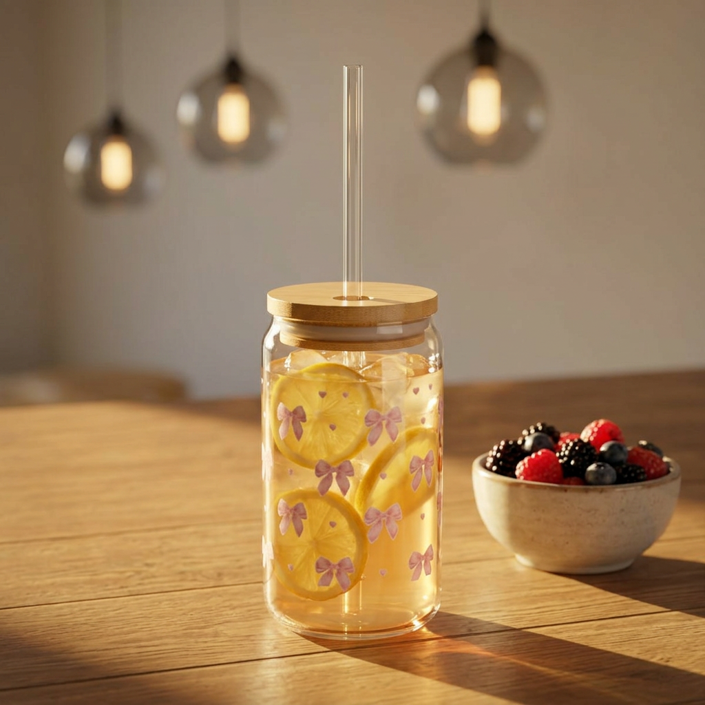 Baby Bow Bliss - 16oz Glass Sipper Cup