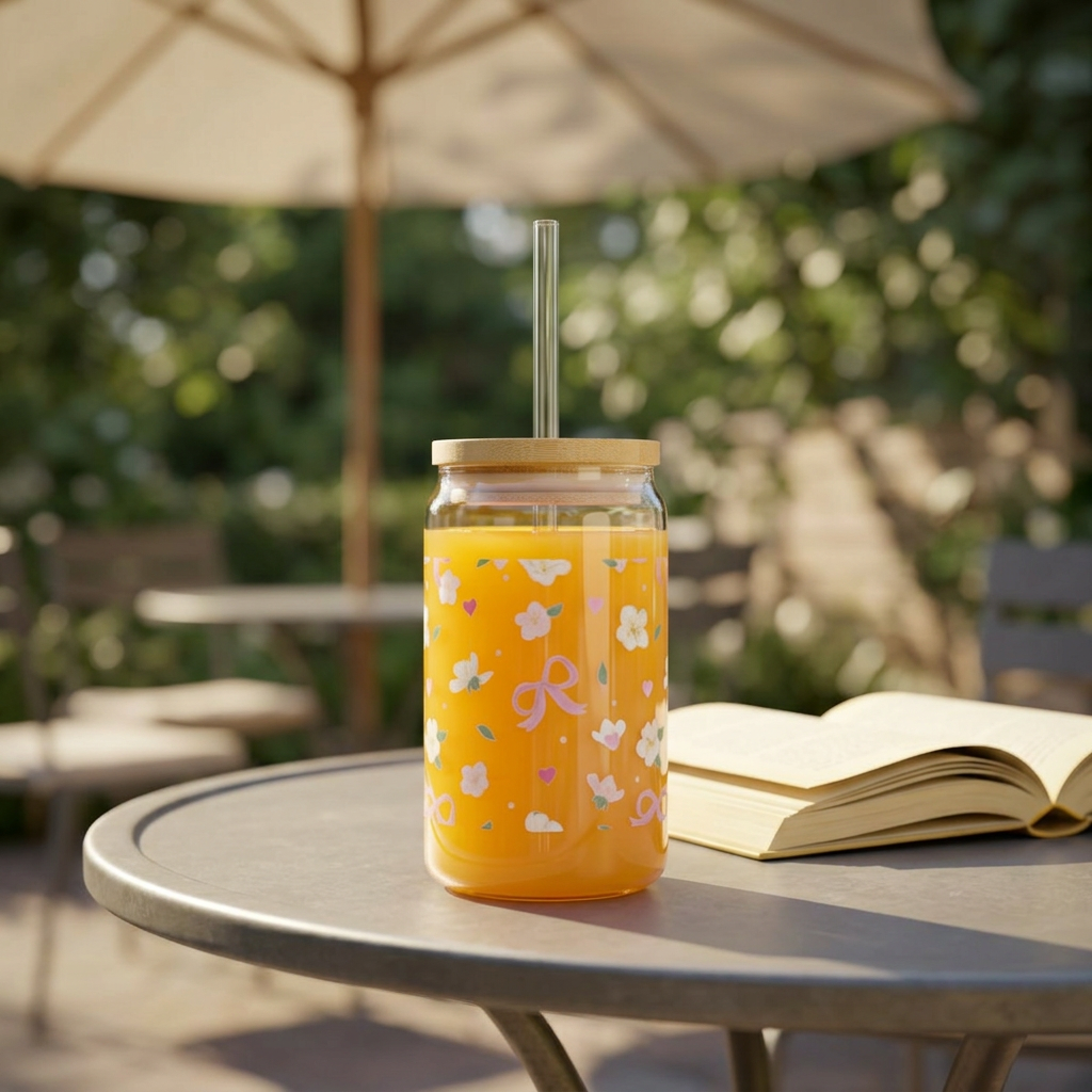 Floral Sips -16oz Sipper Glass Cup