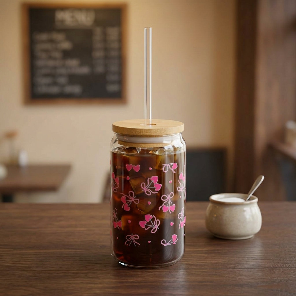 Cherry Blossom- 16oz Glass Sipper Cup